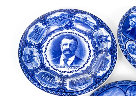 Set Of Five Antique Staffordshire Ceramic Plates