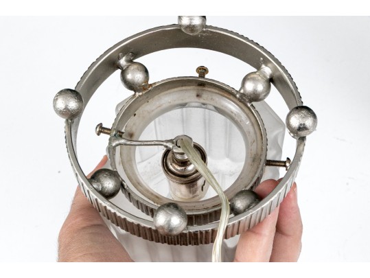 Pair Of French Art Deco Frosted Glass Table Lamps