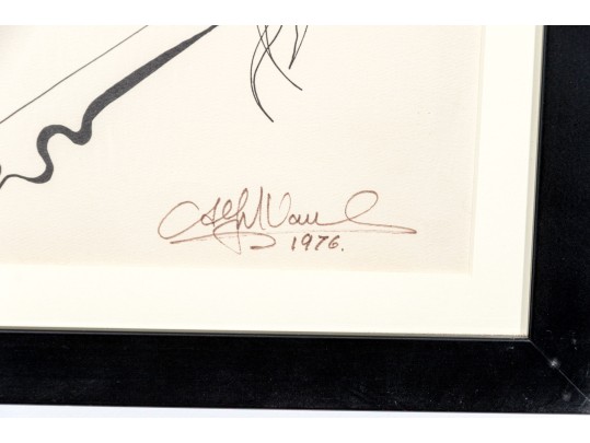 Signed Ltd Ed Lithograph, Giraffe With People And Bird, 1976