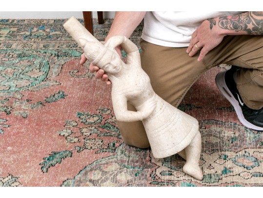 Carved Stone Southeast Asian Dancer With Wood Stand