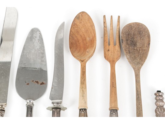 Variety Of Serving Utensils Including Sterling Silver Handles