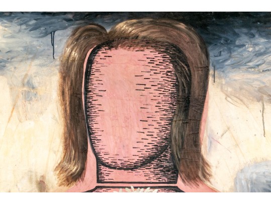 Large Oil On Canvas Of A Metaphysical Pink Lady, 6'-8