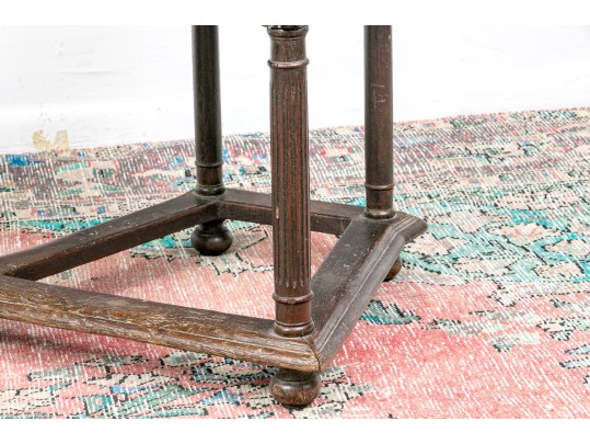 Pair Of Antique Carpet Upholstered Hall Chairs