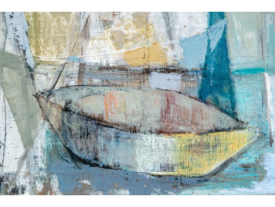 Signed Lekus Oil On Canvas, Expressionist Sailboats