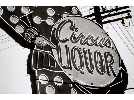 Large Photographic Print, Circus Liquor Sign