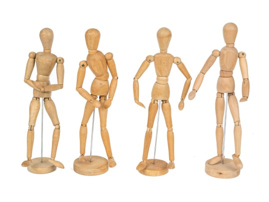 Collection Of Four Articulated Carved Wood Models