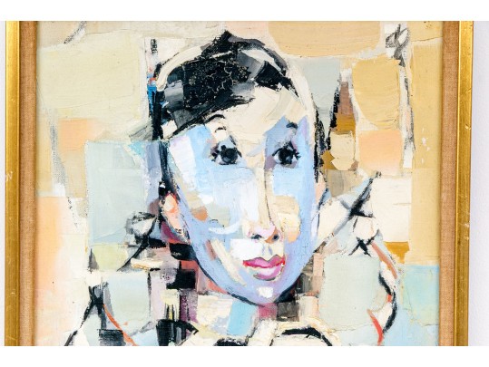 Signed Oil On Canvas, Cubist Portrait Of A Woman, 1959