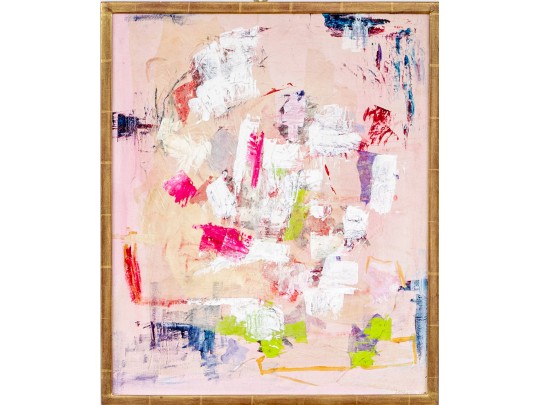 Mid-century Modern Mixed Media On Canvas, Signed