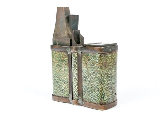 Antique Brass And Shagreen Opium Pipe