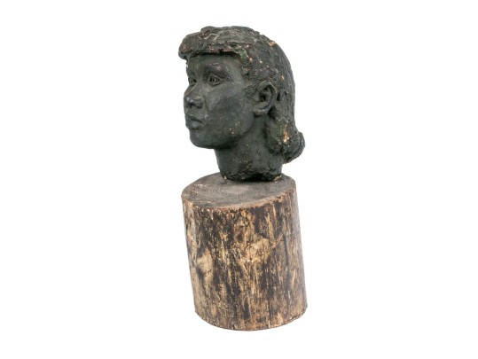 Ceramic Sculpture Of A Head On Trunk Base