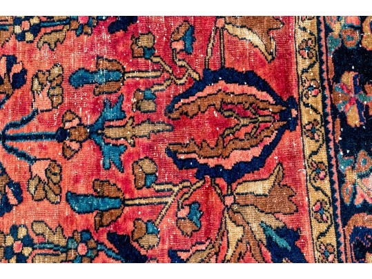 Hand-Knotted Wool Sarouk Carpet, 6'-4