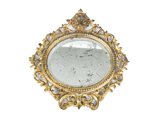 Antique Gilt Bronze Framed Oval Mirror