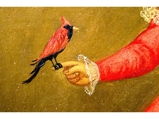 Horacio Rentería Rocha (Mexican, 1912-1972) Oil On Canvas, Girl With Dog And Birds