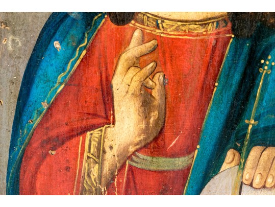 Oil On Panel Icon Of Christ Pantocrator