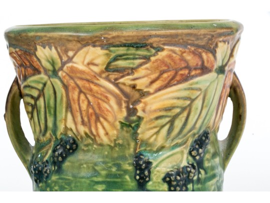 Two Roseville Moulded And Glazed Ceramic Vase