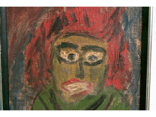 Paint On Newspaper Mounted To Board, 