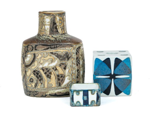 Group Of Three Nils Thorsson Mid-century Royal Copenhagen Painted Ceramics