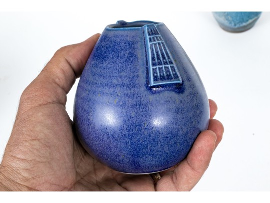 Group Of Five Studio Ware Glazed Pottery Vases