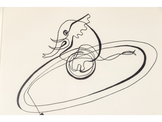 Signed Ltd Ed Lithograph, Man With Tiny Elephant, 1976