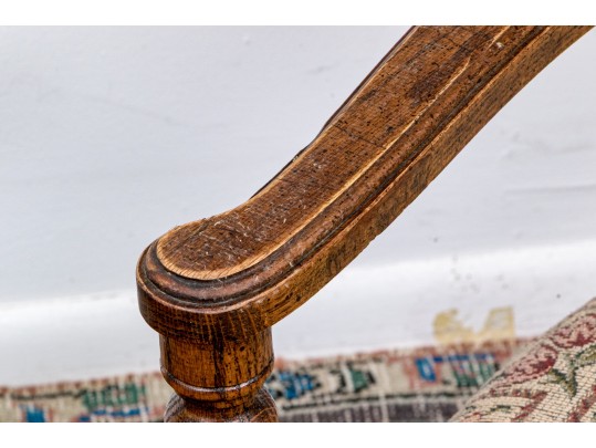 Paior Of Vintage Carved Oak Bobbin Turned Armchairs