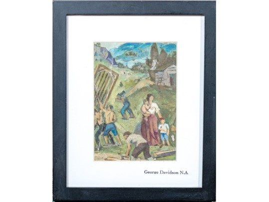 George Davidson (Polish-American, 1889-1965) Painting On Paper, Buildings In The Mountain