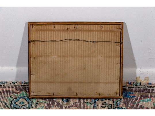 Signed Watercolor On Paper, Pond Outside Of Town