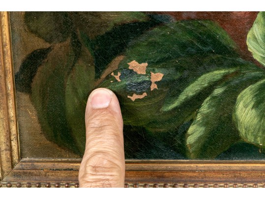 Oil On Canvas, Still Life Of Pink And Yellow Peonies