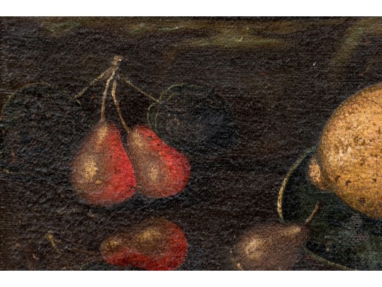Antique Oil On Canvas, Still Life With Fruit