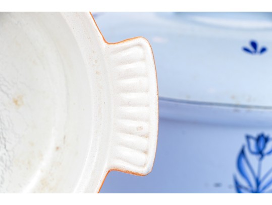 Duo Of Dutch Enameled Cast Iron Lidded Casseroles