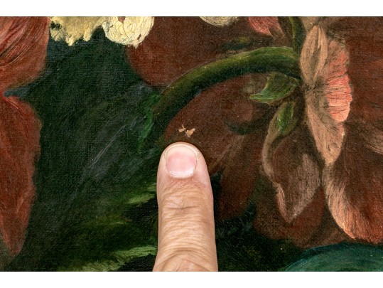 Oil On Canvas, Still Life Of Pink And Yellow Peonies