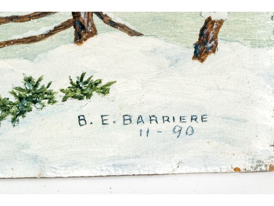 Bernice Elizabeth Barriere (American [CT], 1933-2013) Oil On Board, Winter Scene, 1990