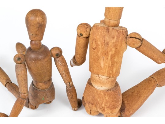 Two Vintage Carved Articulated Mannequins