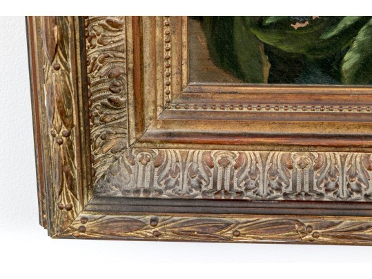 Oil On Canvas, Still Life Of Pink And Yellow Peonies