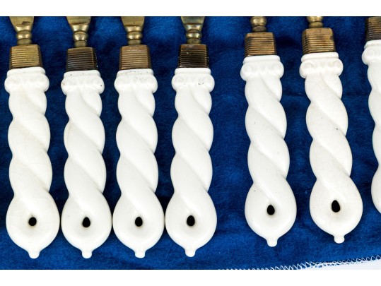 Austrian Ernst Wahliss Wien Porcelain Handled Fork And Knife Service For Six