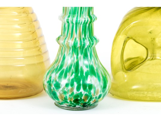 Lot Of Five Glass And Silver Plate Mounted Decanters