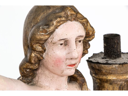 Pair Of Antique Italian Angel Candlesticks