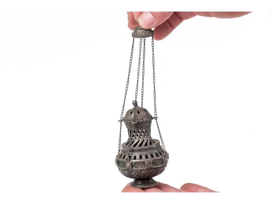 Spanish Santiago De Compostela Silver Souvenir Incense Burner, 1.535 Ozt.