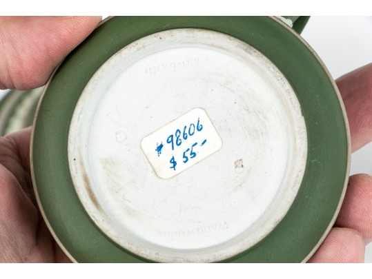 Five Piece English Wedgwood Green Jasperware Tea Set