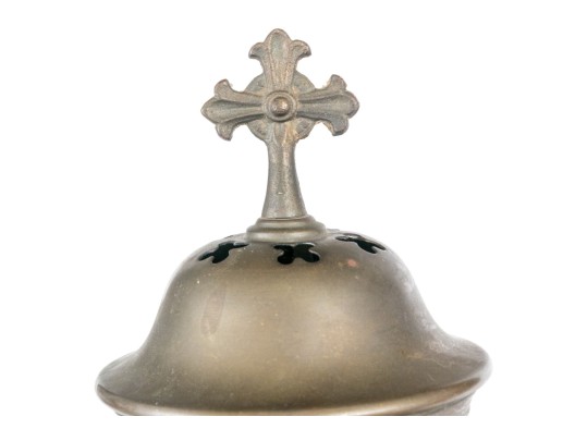 Trio Of Christian Brass And Glass Procession Lanterns