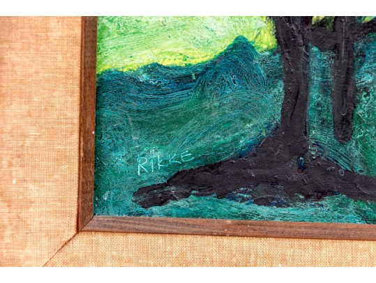 Signed Rikke Oil On Board, Abstract Forest