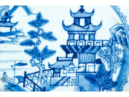 Four Chinese Export Blue And White Porcelain Bowls And Plates