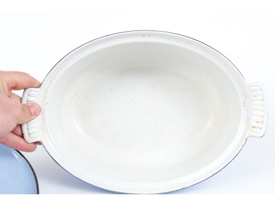 Duo Of Dutch Enameled Cast Iron Lidded Casseroles