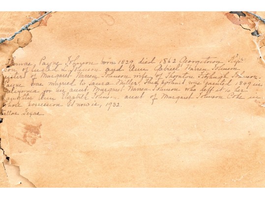 Antique Oil On Board, Portrait Of Thomas Payne Johnson, 1849