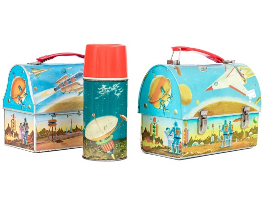 Two Vintage Lunch Boxes And Thermos