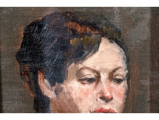 Oil On Board, Portrait Bust Of A Woman