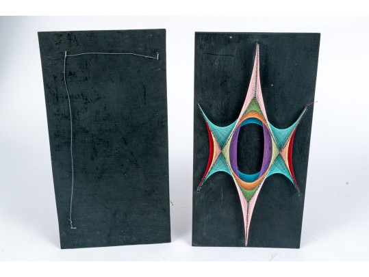 Two Colorful Mid-century String Art Sculptures