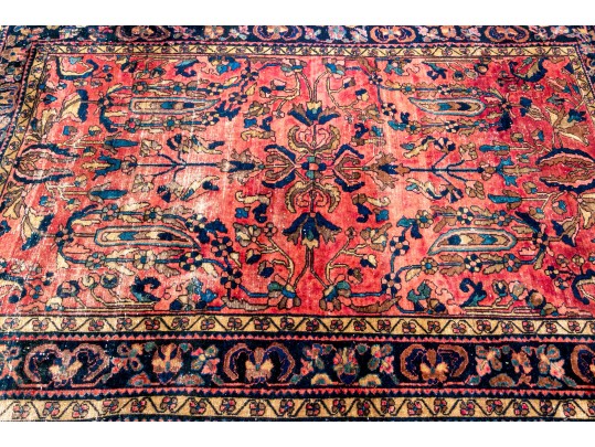 Hand-Knotted Wool Sarouk Carpet, 6'-4
