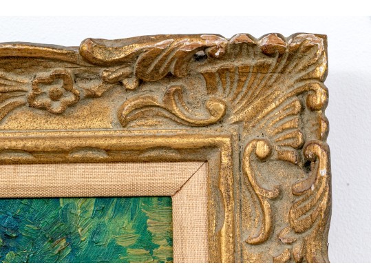 Oil On Canvas, Imprestionist Garden Landscape