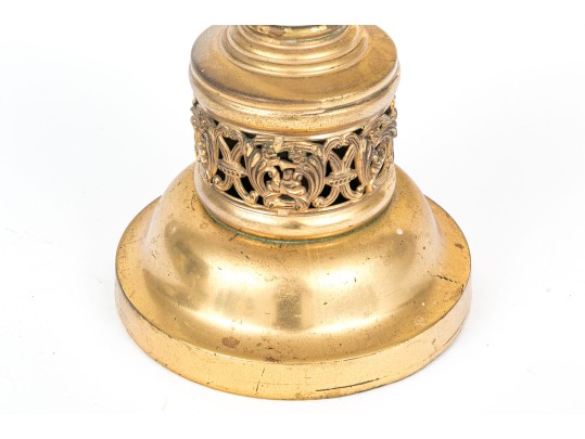 Large And Well Cast Brass And Silvered Altar Crucifix