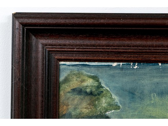 Oil On Board, Portrait Of Seated Man In Landscape